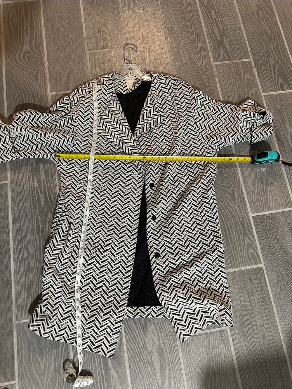 Chico's Black and White Chevron Knit Cardigan